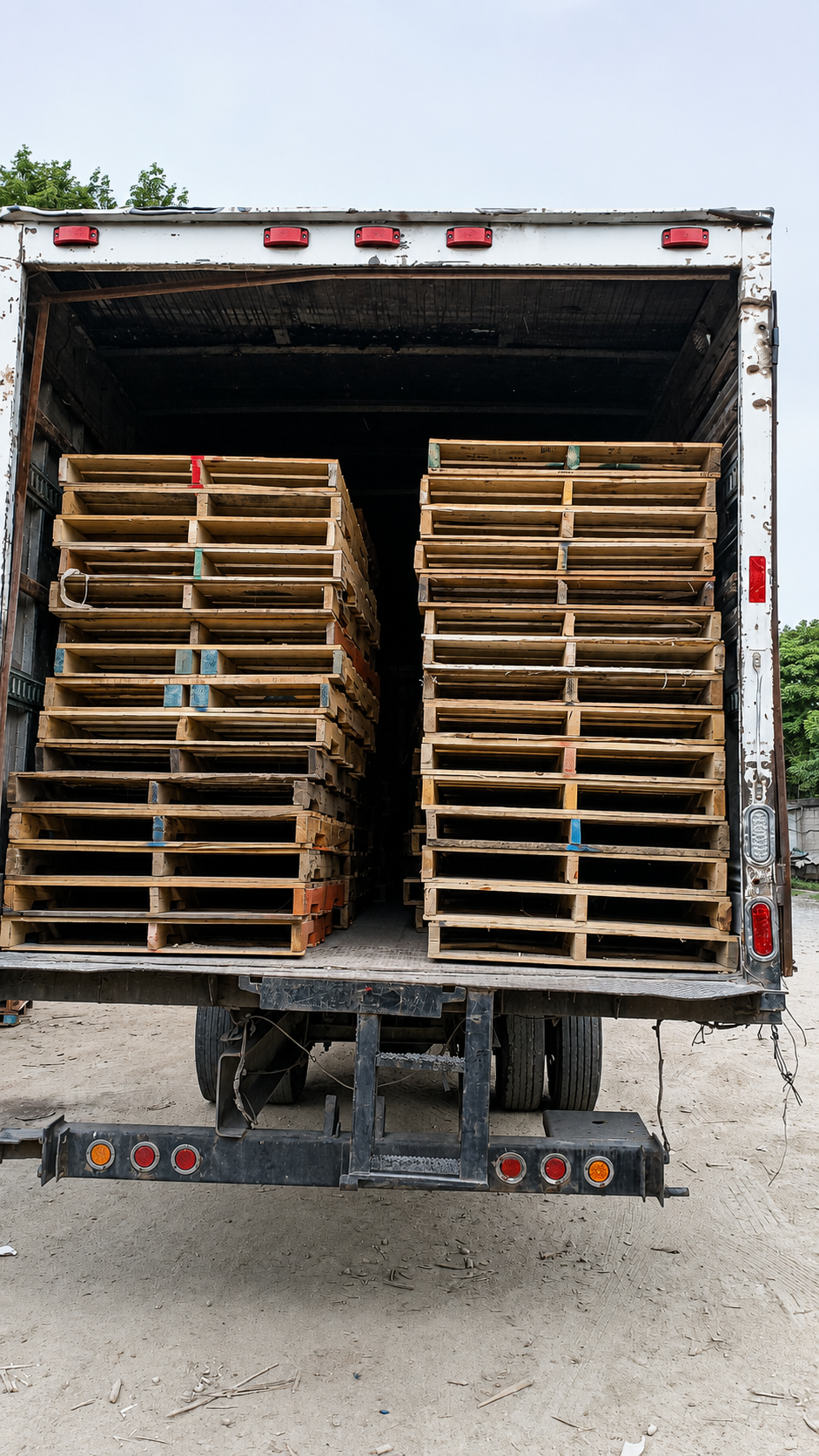 Camión cargado con tarimas de madera listas para entrega en Honduras